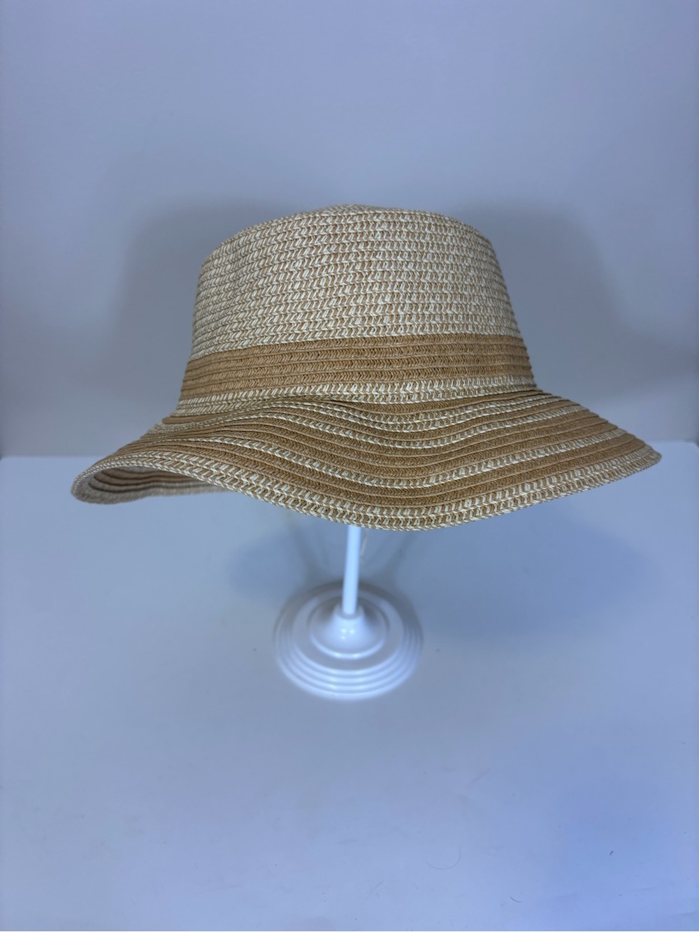 Sol and Mer Women’s Two-Tone Straw Sun Hat in Tan and Natural